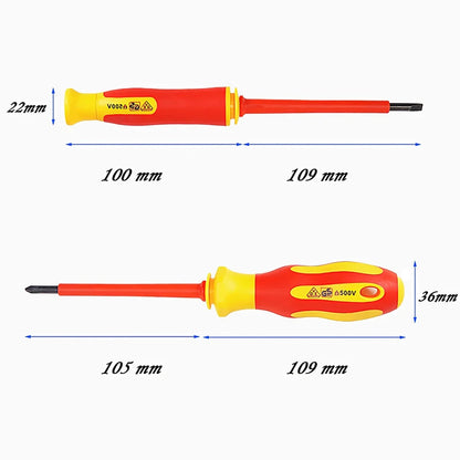 dimensions, 105mm ,109mm du TOURNEVIS ELECTRICIEN ergonomique