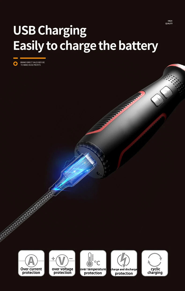 Tournevis electrique Rechargeable USB 3.6V avec lumière LED