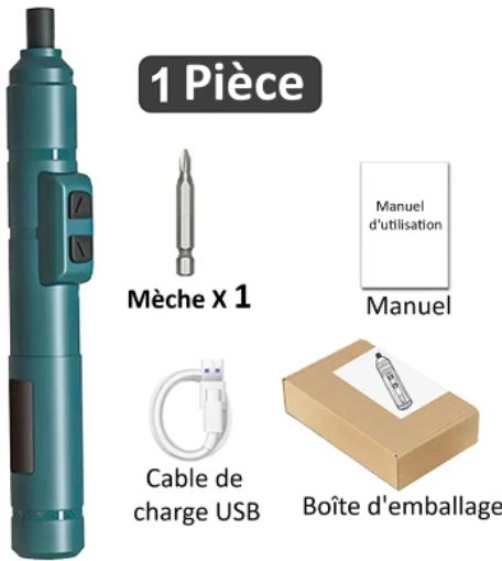 Tournevis electrique sans fil bleu  ,kit une pièce