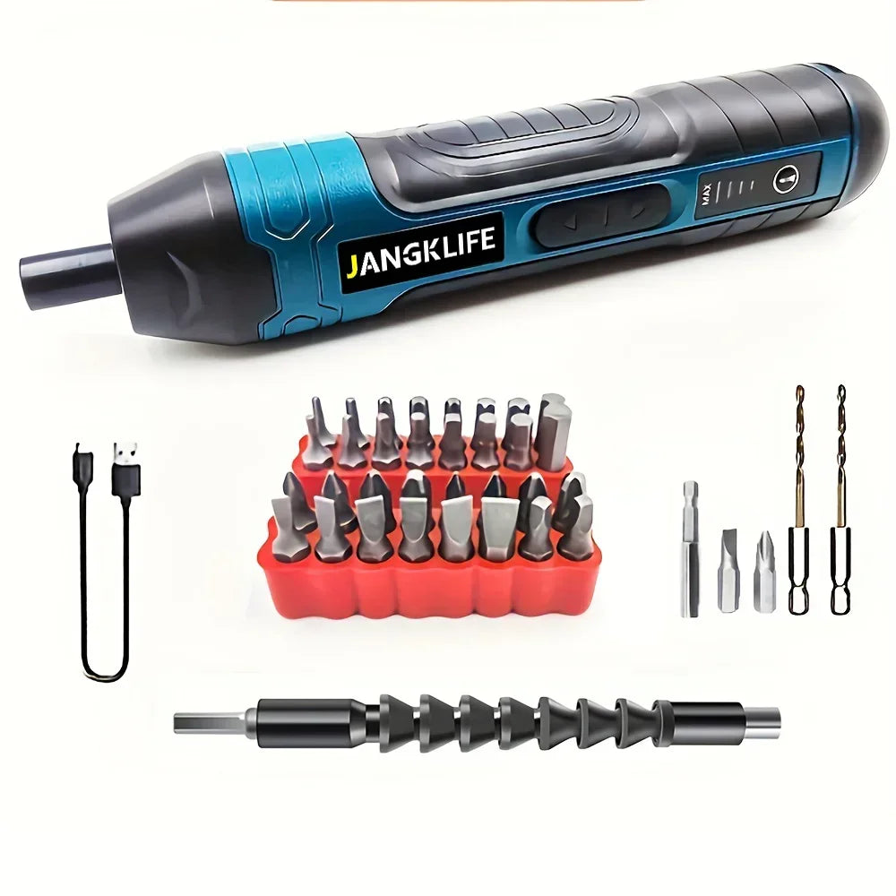 Tournevis electrique sans fil noir avec boite ambouts rouge