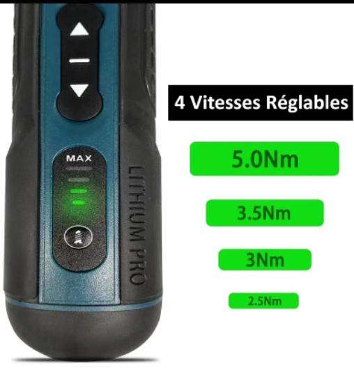 Tournevis electrique sans fil  réglage quatre  vitesses