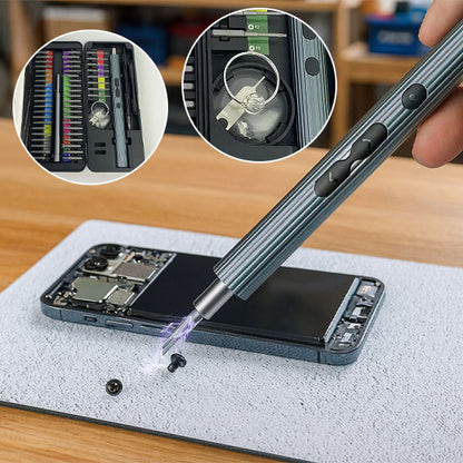 Tournevis |NanoFix Pro 58 - tournevis électrique sans fil 58 en 1 – Outils de précision rechargeables, mini et compacts –embouts magnétiques -éclairage LED-idéal pour réparation iPhone, smartphones et montres.