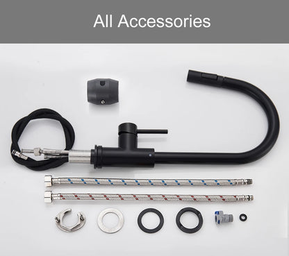 Accessoires du Robinet cuisine noir-matte extractible avec flexibles