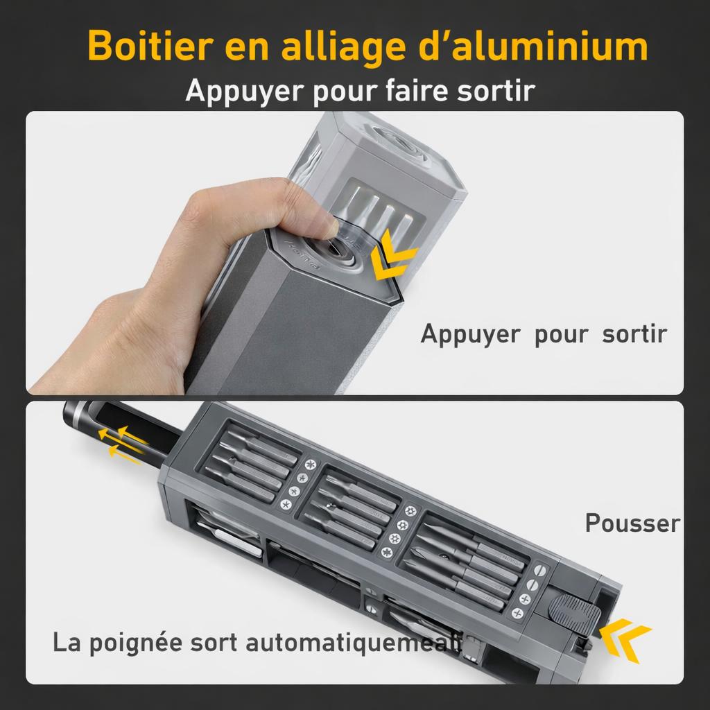 boitier alliagealuminiumdu tournevis professionel, poignne sort automatiquement