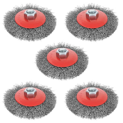 cinq Brosse metallique rouge pour perceuse