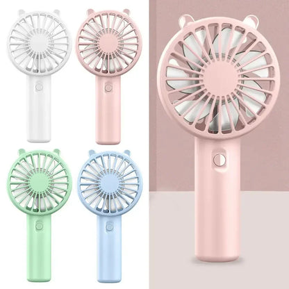 Cinq Mini ventilateur portable vert, blanc, bleu et rose, 300mAh