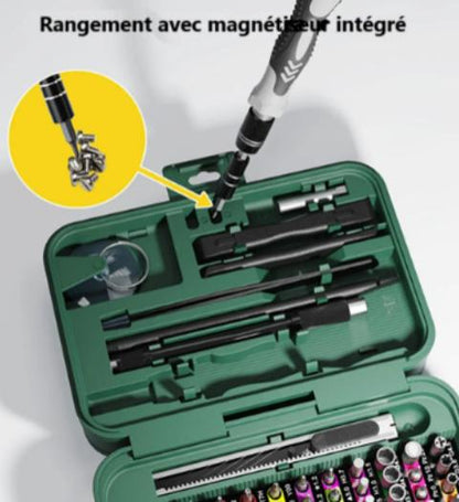 Coffret de tournevis avec fonction magnétiseur intégré pour visser sans faire tomber les vis