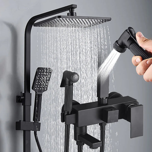  colonne de douche noire avec effet pluie, cascade, Jets et douchette à main