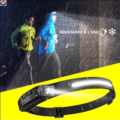 couple coure avec lampe frontale étanche la nuit  , pluie  ,résistance à l'eau