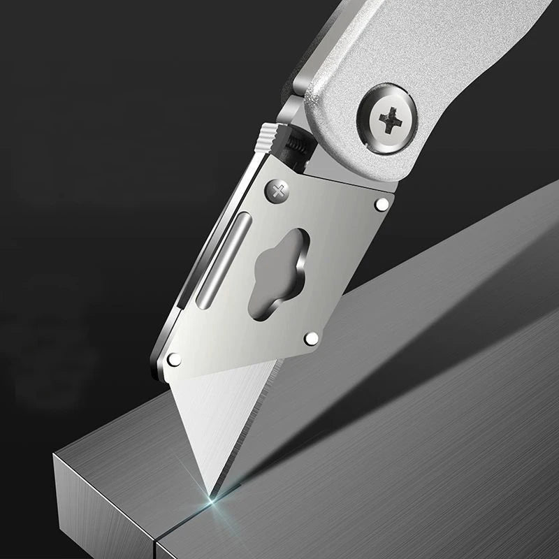 Cutter | Précision Pro-cutter de poche robuste utilitaire pliant en alliage d’aluminium-lames remplaçables – clip de ceinture pour entrepôt, tapis et bricolage