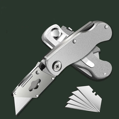 Cutter | Précision Pro-cutter de poche robuste utilitaire pliant en alliage d’aluminium-lames remplaçables – clip de ceinture pour entrepôt, tapis et bricolage
