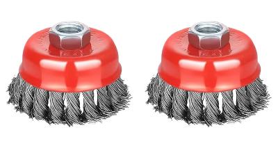 deux Brosse metallique rouge pour perceuse