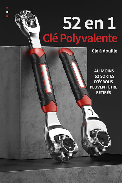 Deux  CLE A douille rouges et noires, cinquante-deux en un, polyvalentes