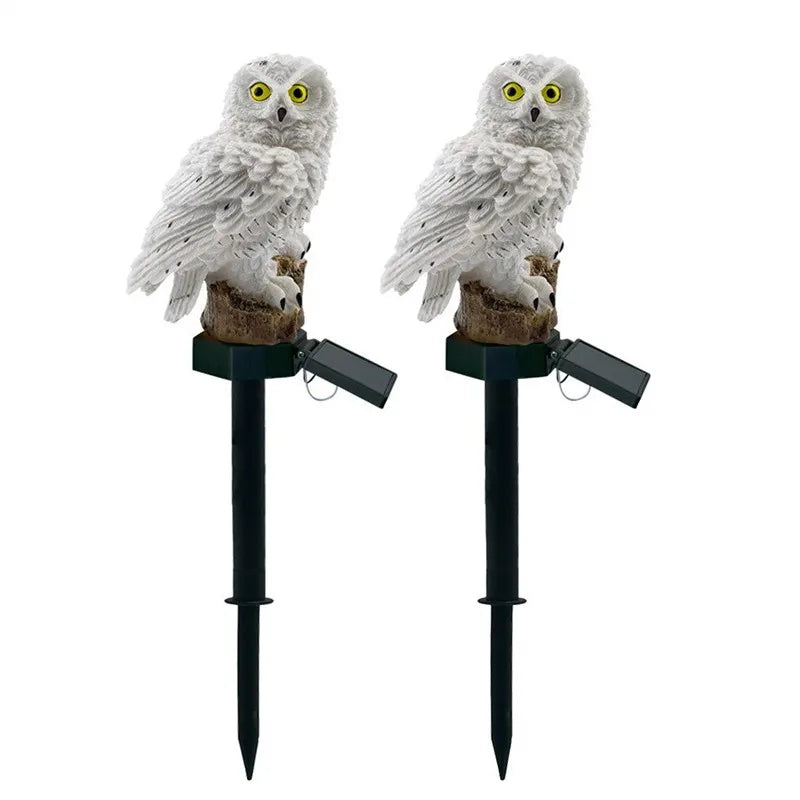 deux Lampe solaire extérieur chouette blanche ,panneau solair ,Éclairage LED 