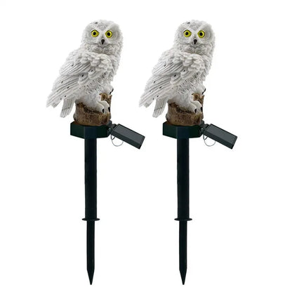 deux Lampe solaire extérieur chouette blanche ,panneau solair ,Éclairage LED 