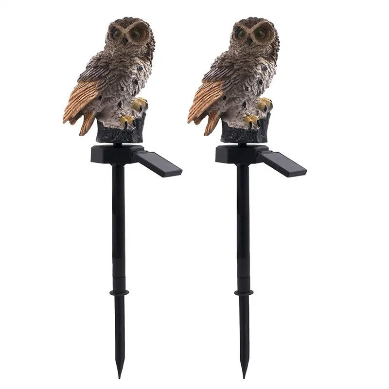 deux Lampe solaire extérieur chouette maron ,panneau solair ,Éclairage LED 