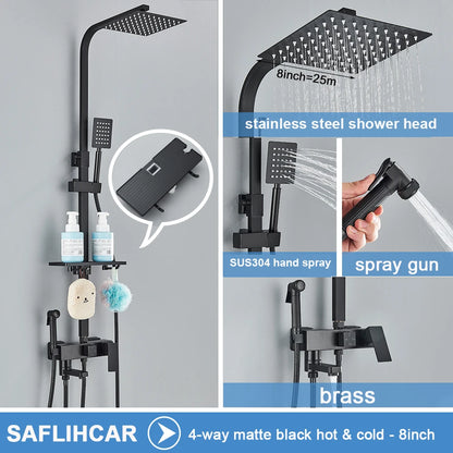 deux colonne de douche noires de 8 pouces