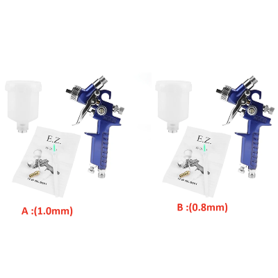 Deux Pistolets peinture bleu avec réservoir, blanc, pulvérise peinture , 1 mm et 0.8 mm