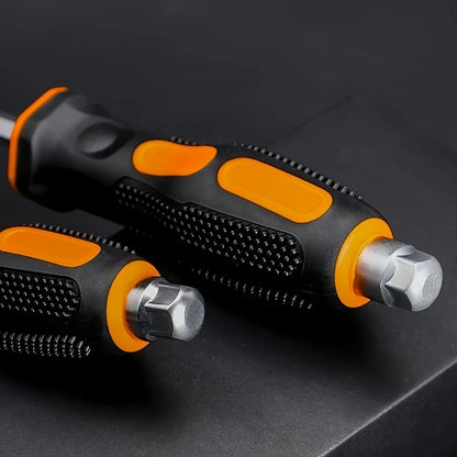 deux poignees de tournevis a frapper de couleur orange et noire