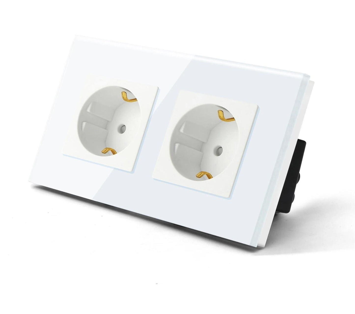 deux prises Interrupteur tactile va et vient blanc en verre trempe mur salon blanc 