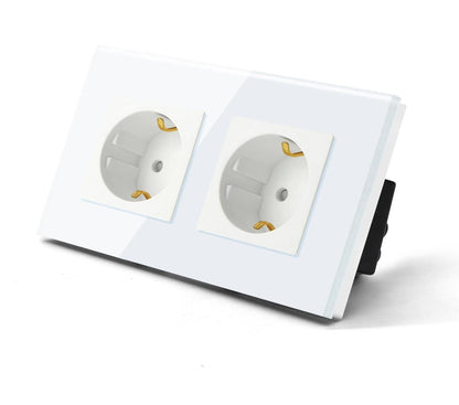 deux prises Interrupteur tactile va et vient blanc en verre trempe mur salon blanc 