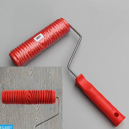 deux Rouleaux peinture décoratif rouge à motifs pour créer des textures murales 