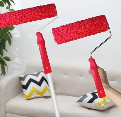 deux rouleau peinture rouges avec poignées ergonomiques rouges et perche blanche