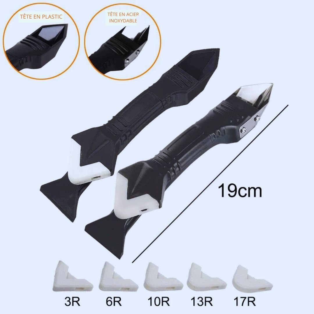 Dimension de deux lisseur joint noirs, cinq embouts blancs