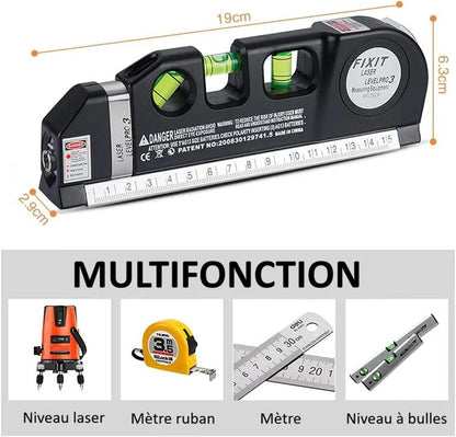 dimensions Niveau Laser Multifonction metre ruban niveau a bulles quatre fonctionnalités