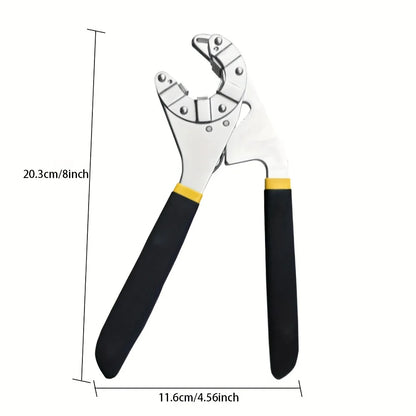 dimensiosns de Pince multiprise, poignee noire et jaune antiderapante.
