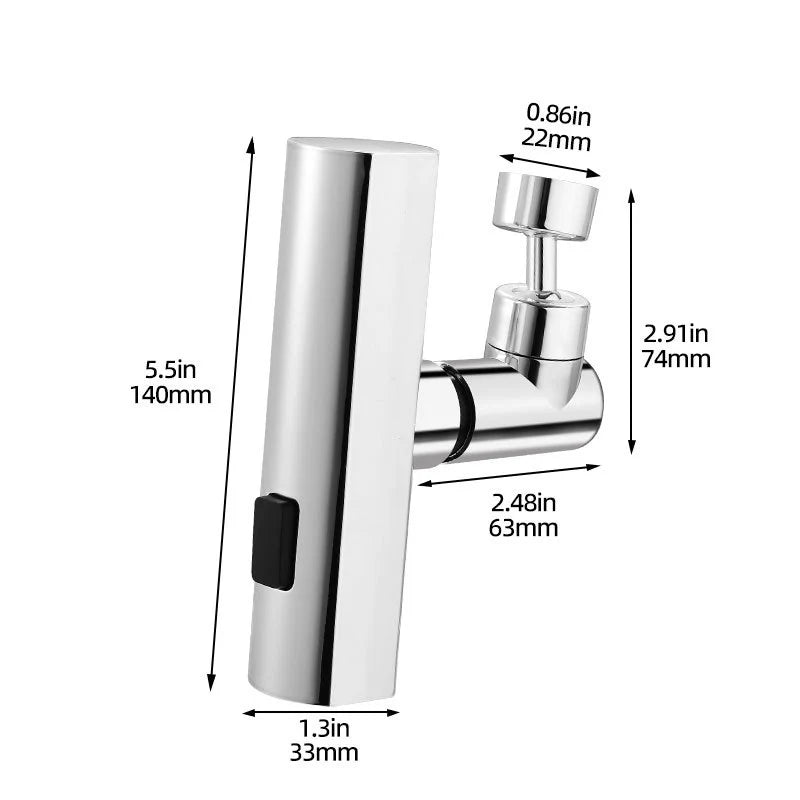 Dimensions du Robinet Cuisine argenté , Cascade à trois modes