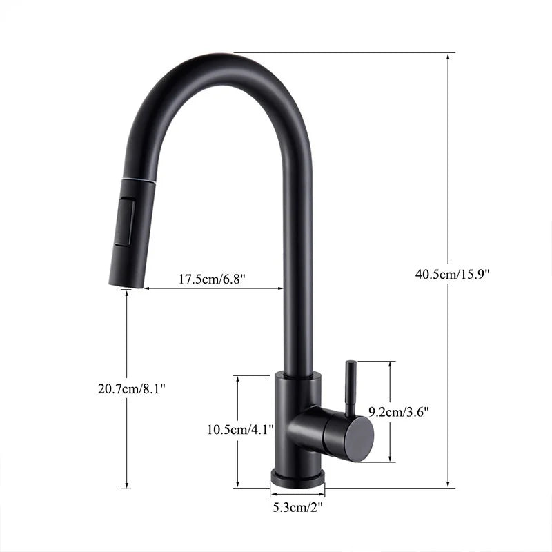Dimensions du Robinet cuisine noir extractible