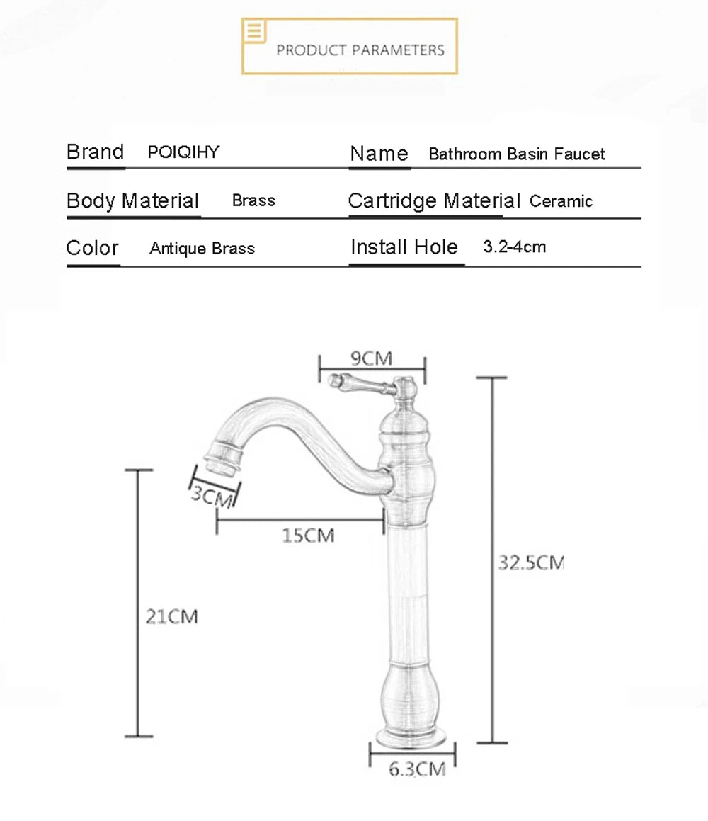 dimensions du robinet de salle de bain