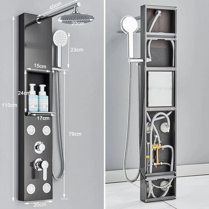 Dimensions de Colonne de douche, noir, brosse.