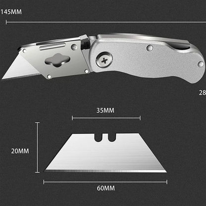 Cutter | Précision Pro-cutter de poche robuste utilitaire pliant en alliage d’aluminium-lames remplaçables – clip de ceinture pour entrepôt, tapis et bricolage