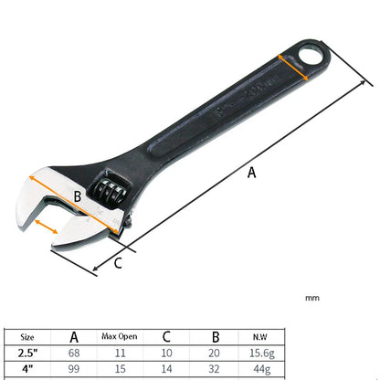 dimensions de mini CLE A molette noire  main