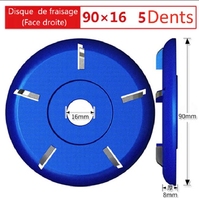disque sculpture bois  bleus cinq dents dimension profil