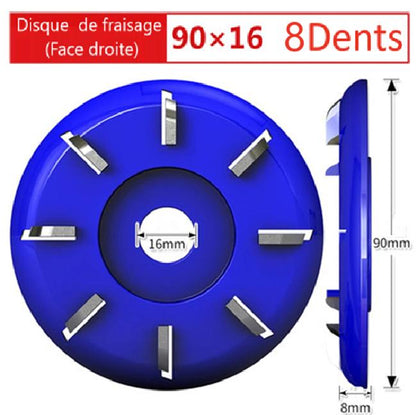 disque sculpture bois  bleus huit dents dimension profil