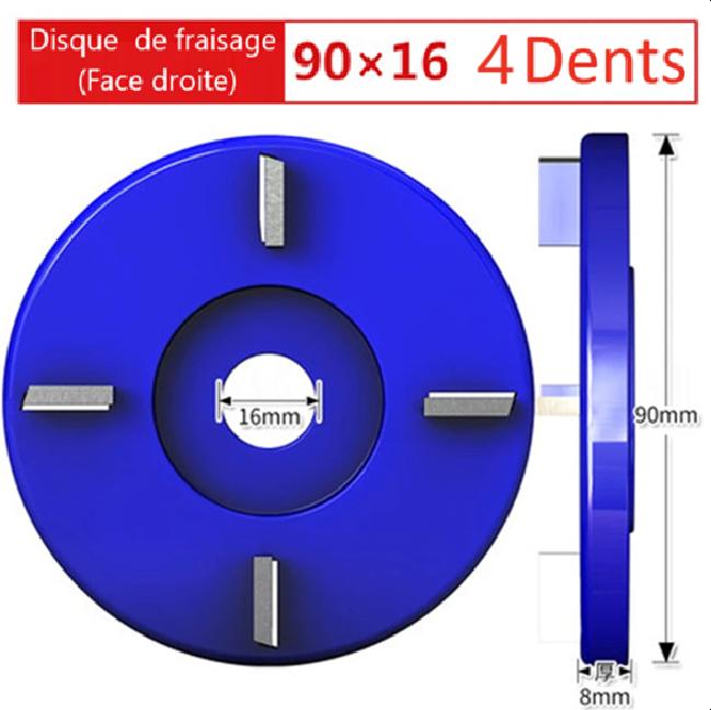 disque sculpture bois  bleus quatre dents dimension profil