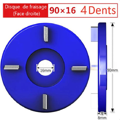 disque sculpture bois  bleus quatre dents dimension profil