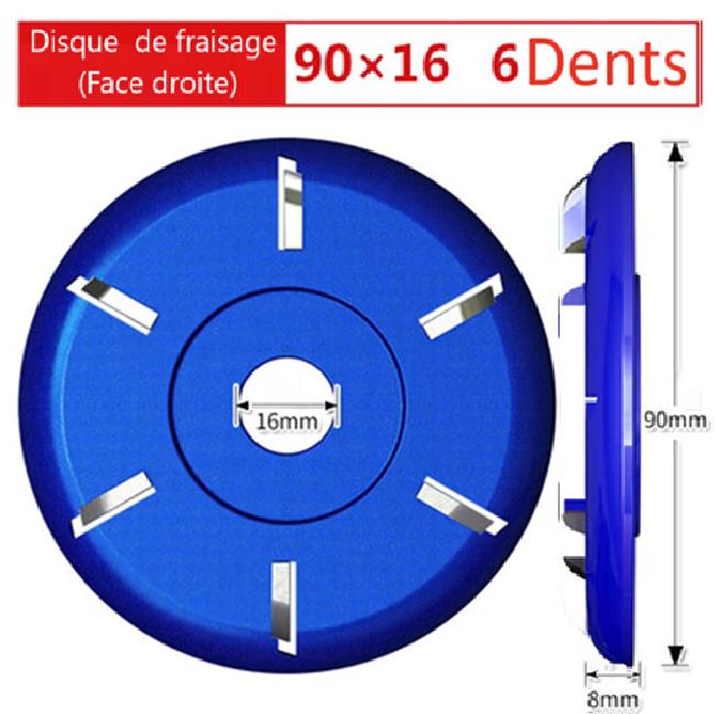 disque sculpture bois  bleus six dents dimension profil
