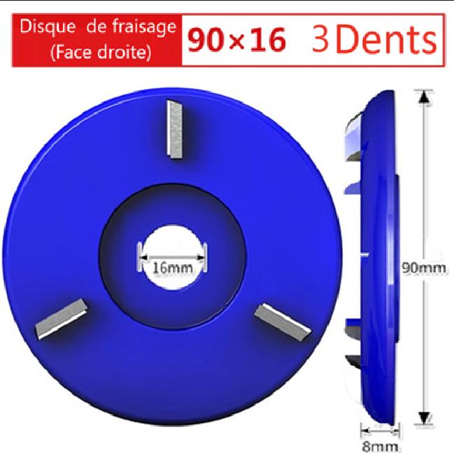 disque sculpture bois  bleus trois dents dimension profil