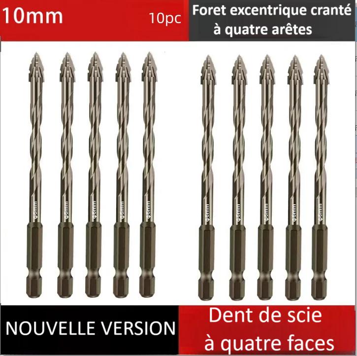 dix Foret perceuse excentrique  quatre  aretes en alliage 10mm
