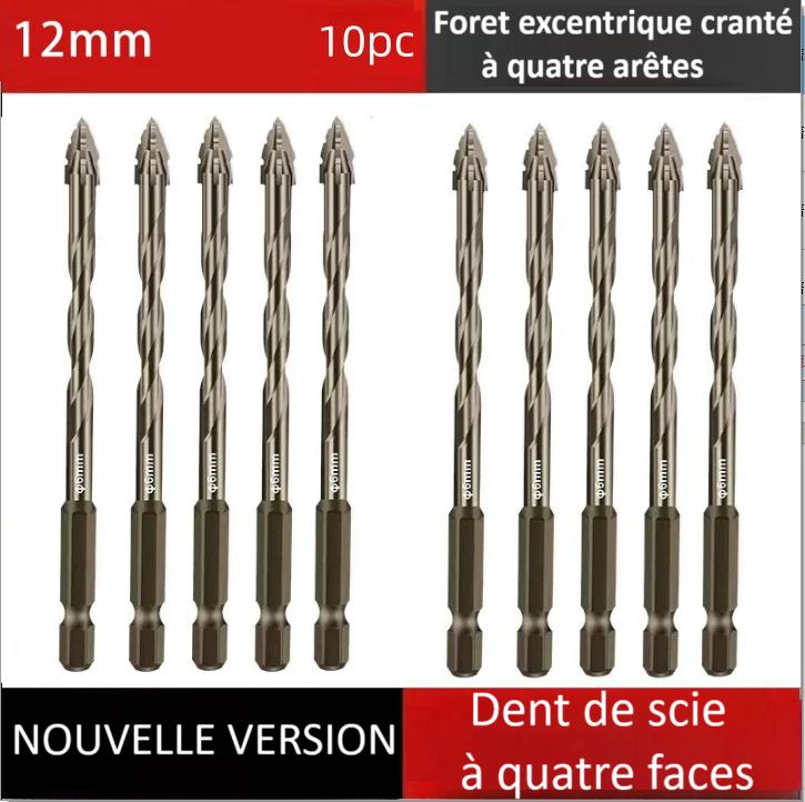 dix Foret perceuse excentrique  quatre  aretes en alliage 12mm