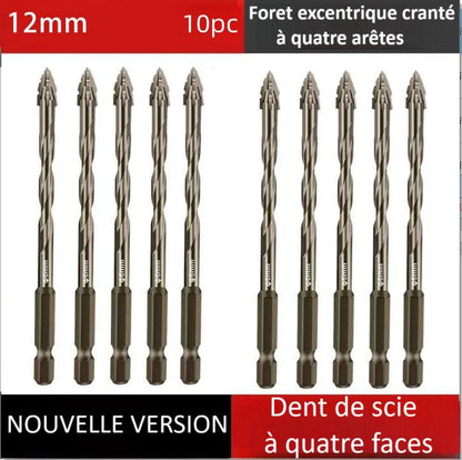 dix Foret perceuse excentrique  quatre  aretes en alliage 12mm
