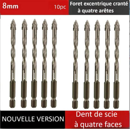  dix Foret perceuse excentrique  quatre  aretes en alliage 8mm