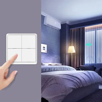 doigt appui sur  interrupteur connecté, commande allumage appliques chambre a coucher violette