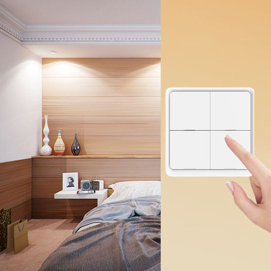 doigt appui sur  interrupteur connecté, commande allumage appliques chambre a coucher