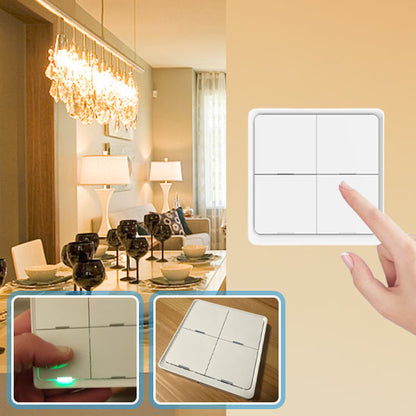 doigt appui sur  interrupteur connecté, commande allumage luminaires cuisines 