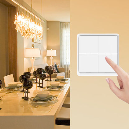 doigt appui sur  interrupteur connecté, commande allumage luminaires cuisines 